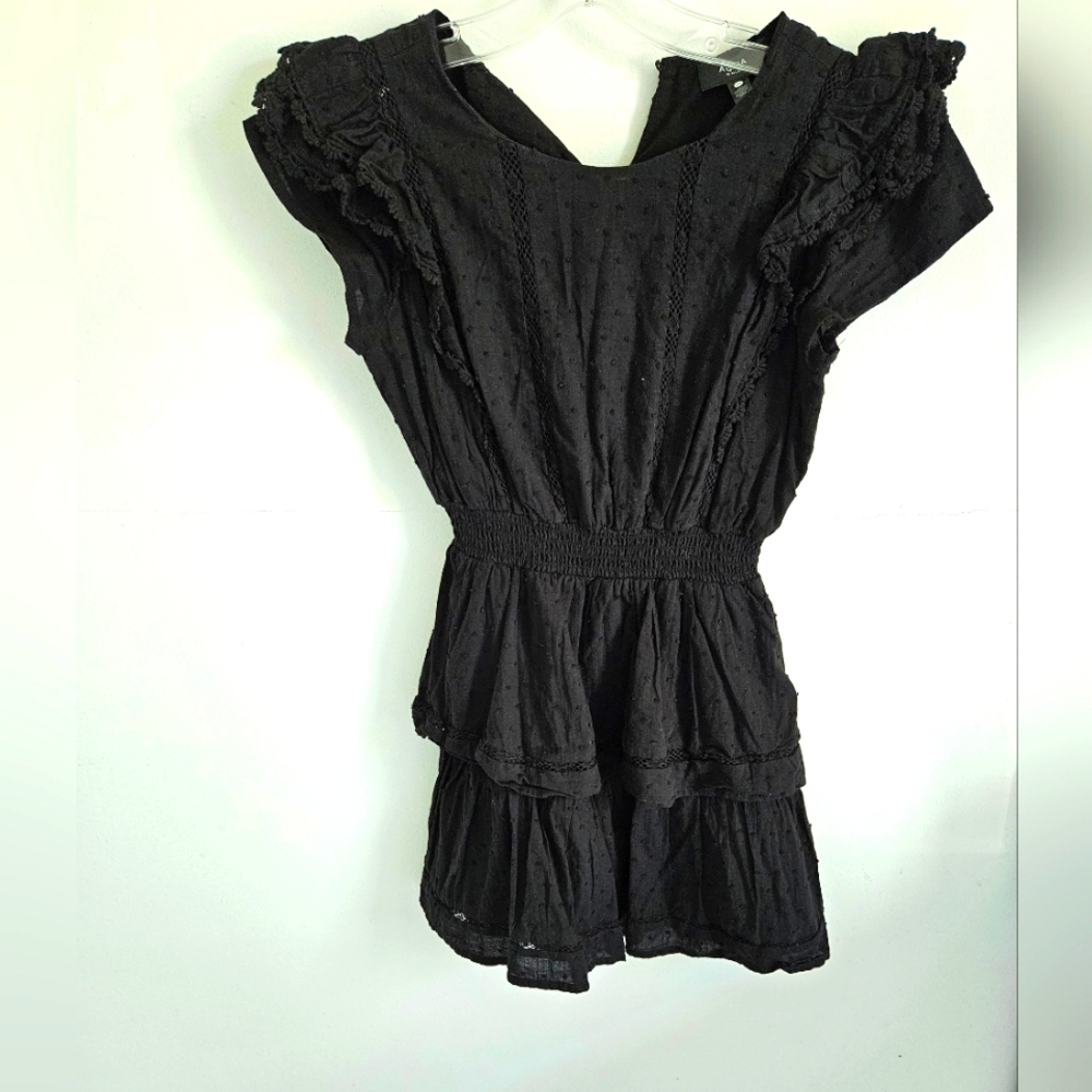 Aqua Girl Black Tier Dress